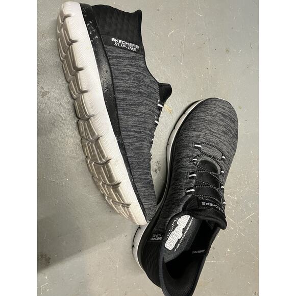 Skechers Tennis Shoes Woman’s Sz 7 Gray Slip-Ins Air Cooled Memory Foam Comfort - Picture 9 of 10